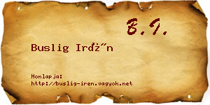 Buslig Irén névjegykártya